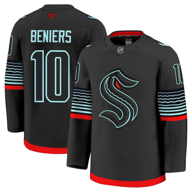 Men's Seattle Kraken #10 Matty Beniers Black Alternate Stitched Hockey Jersey